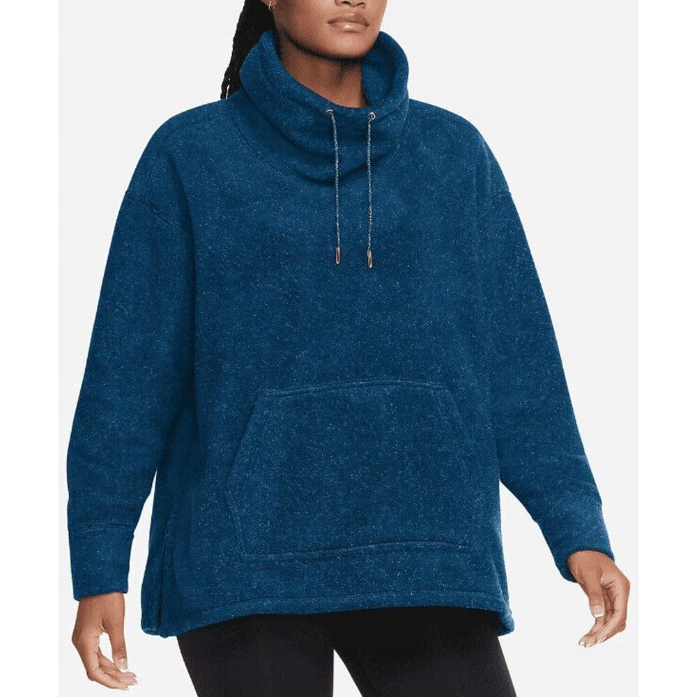 NIKE Fleece Cozy Funnel Cowl Neck Sweatshirt Blue Oversized Sweater Size XS - Picture 1 of 16
